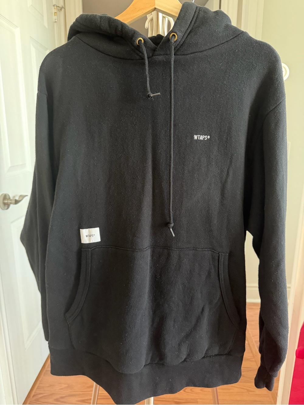 WTAPS Black Pullover Hoodie with Minimal Logo